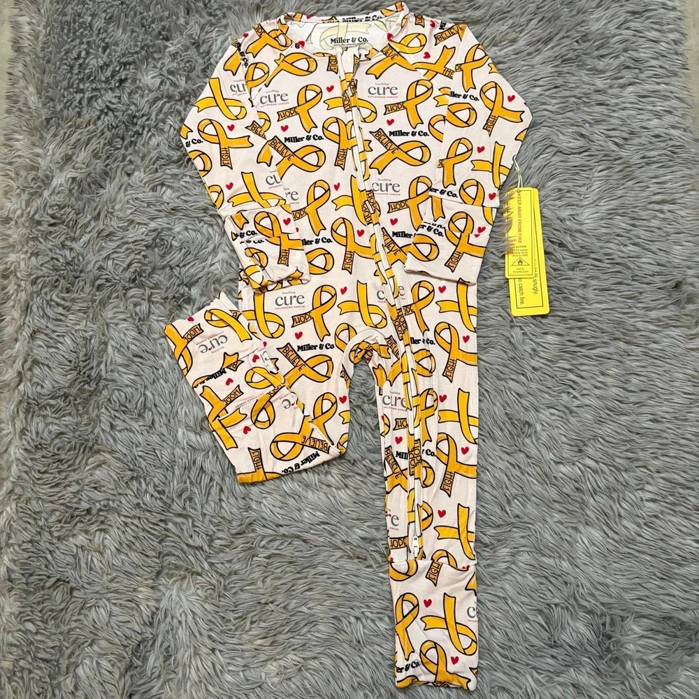 Miller & Co Children's Cancer Awareness Bamboo Zippy Sleeper 18-24 Months NEW